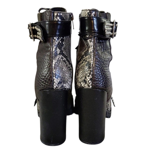 Jeffrey Campbell Lilith Black And Gray Studded Snake Platform Heeled Booties 7 - Picture 6 of 12